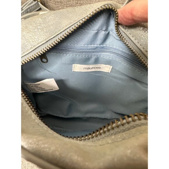 Maurices Light Blue Faux Leather Crossbody Handbag Purse Woven Detail Adj Strap - Picture 4 of 6